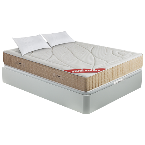 Pack de colchón 150x200 cm mod. Kingdom con canapé abatible color blanco y de regalo 2 almohadas de fibra