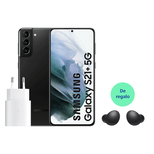Samsung Galaxy S21+ 256Gb Phantom Black SM-G996BZKGEUB + Adaptador de carga + Auriculares Buds 2