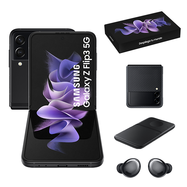 Pack Galaxy Z Flip 3 Black + Galaxy Buds2 Black + Aramid Cover + Wireless Charger Duo