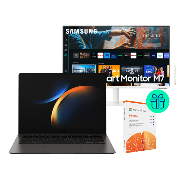 Pack Laptop 14" Samsung Galaxy Book3 Pro Graphite + Smart Monitor Samsung M7 White 32" + Microsoft 365 Personal
                                    image number 0