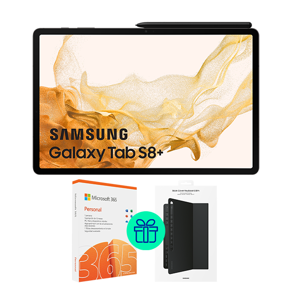 Galaxy Tab S8 Plus 128GB wifi Gray + Book Cover Keyboard + Microsoft 365 Personal