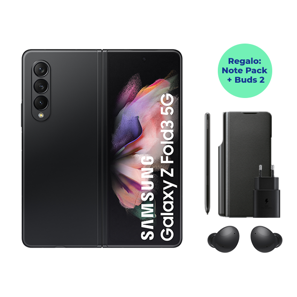 Galaxy Z Fold3 5G 256GB Black + auriculares Buds 2 negros y Note Pack de regalo