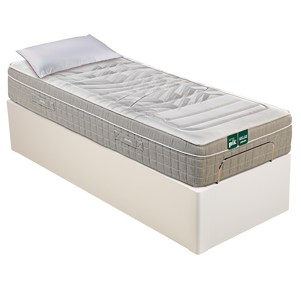 Pikolin adjustable bed including an adjustable mattress, white motorised divan and free pillows