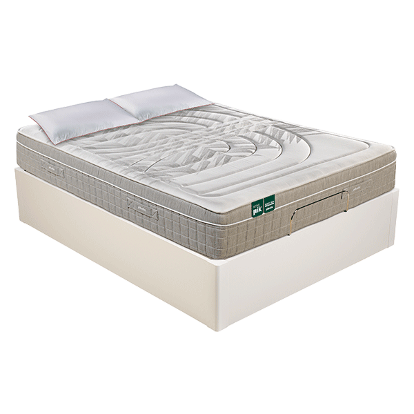 Pikolin 150x190 adjustable bed bundle including an adjustable mattress, white motorised divan and 2 free pillow