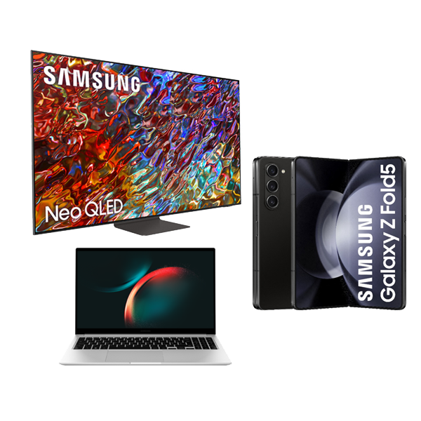 Pack TV 50" Samsung Neo QLED 2022 + Z Fold5 512Gb Black + Book3 Silver 512Gb SSD