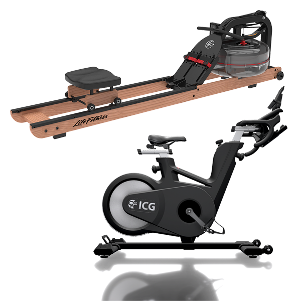 Pack Life Fitness ICG ciclo indoor Ride CX + remo Row HX New